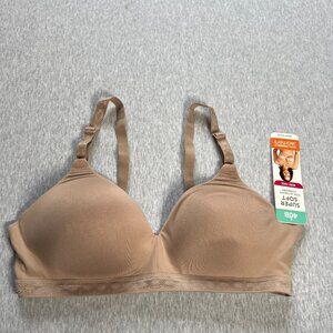 Simply Perfect By Warners Super Soft Wire-Free Comfort Bra 40B Beige Adjustable